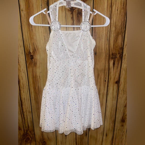Fina Other - FINA White Lyrical Dance Costume XL Child Sparkle Halter Ballet Contemporary